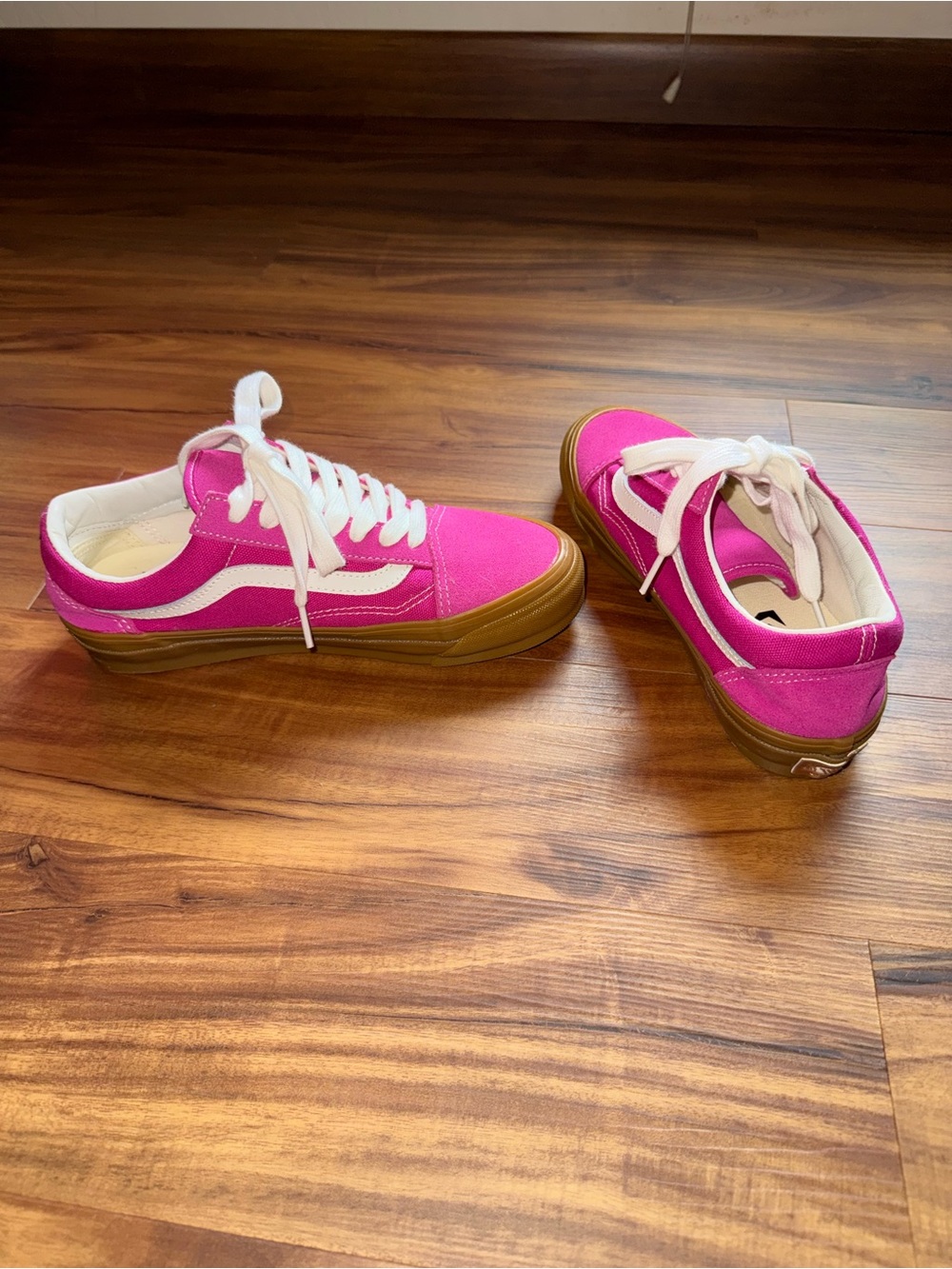 Vans Pink Canvas Low-Top Sneakers with White Stripe